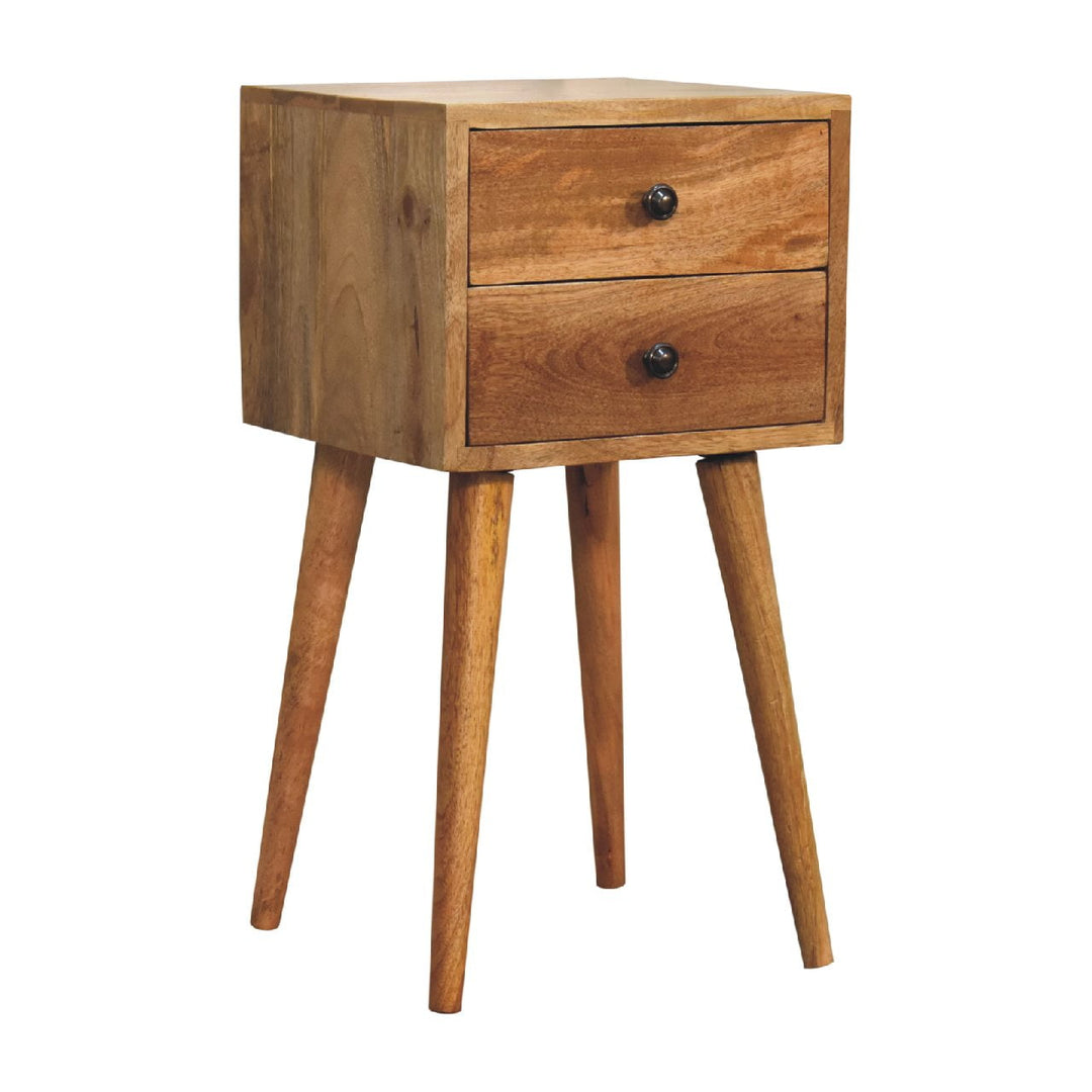 Solid Wood Mini Nightstand, 2-Drawers, Oak-ish, Light Brown