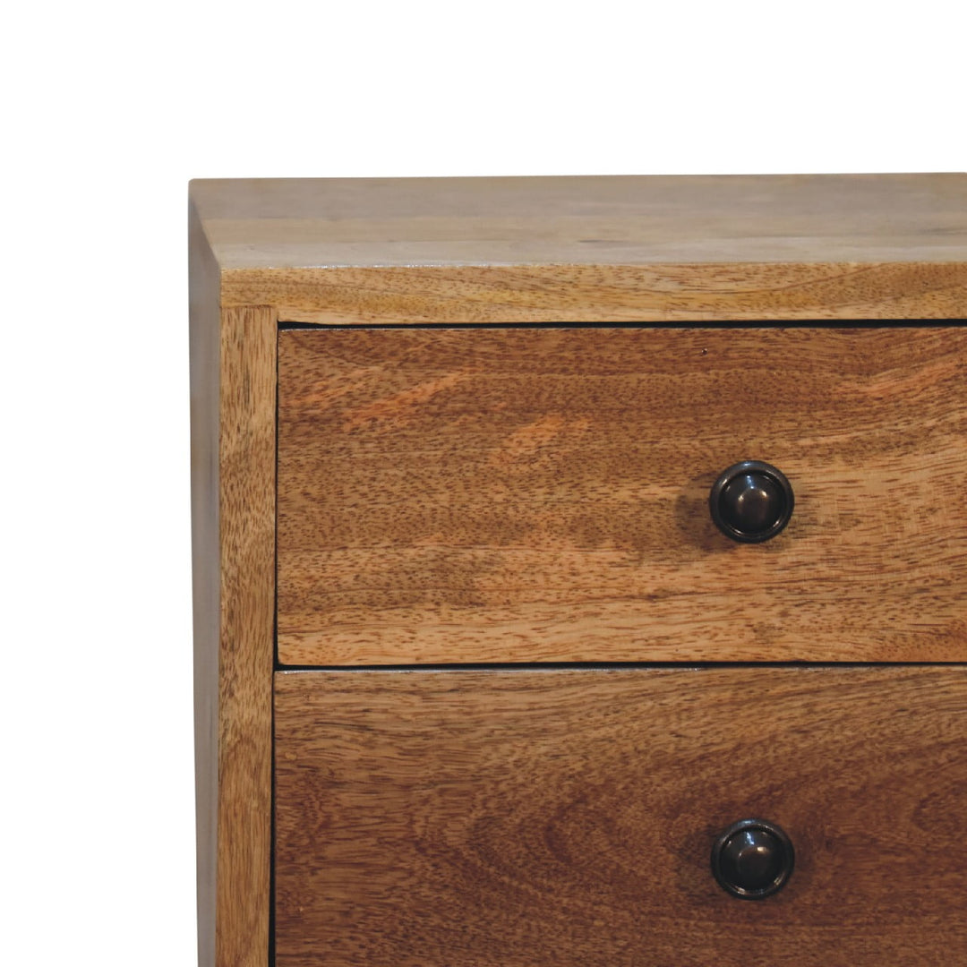 Solid Wood Mini Nightstand, 2-Drawers, Oak-ish, Light Brown
