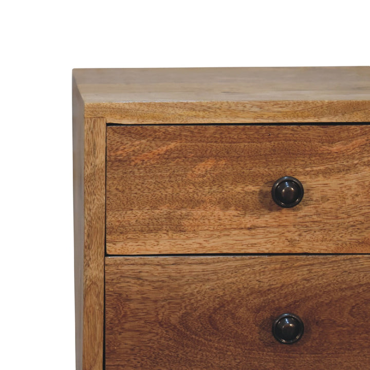 Solid Wood Mini Nightstand, 2-Drawers, Oak-ish, Light Brown