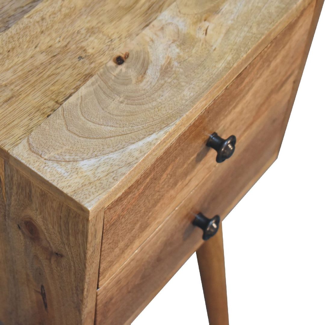 Solid Wood Mini Nightstand, 2-Drawers, Oak-ish, Light Brown