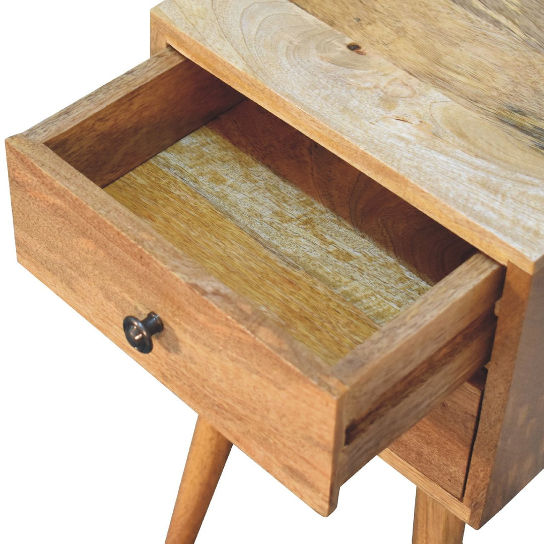 Solid Wood Mini Nightstand, 2-Drawers, Oak-ish, Light Brown