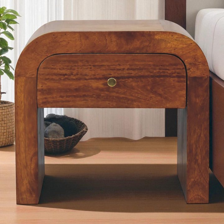 Solid Wood Darcy Bedside, 1-Drawer, Chestnut, Brown