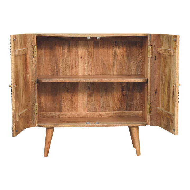 Solid Wood Edessa Bone Inlay Cabinet, 2-Shelves, Black and White