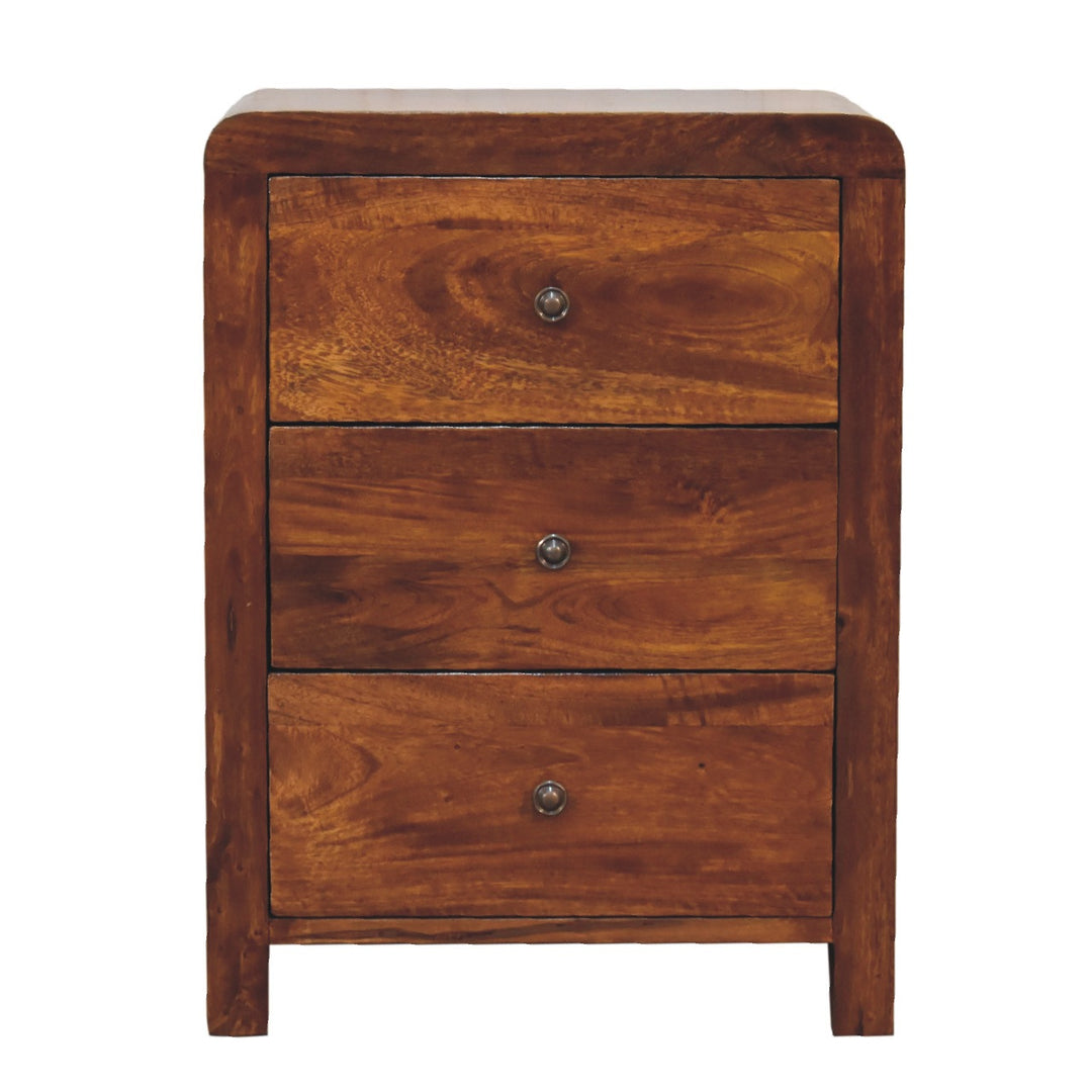 Naya Nightstand, 3-Drawers, Chestnut Brown