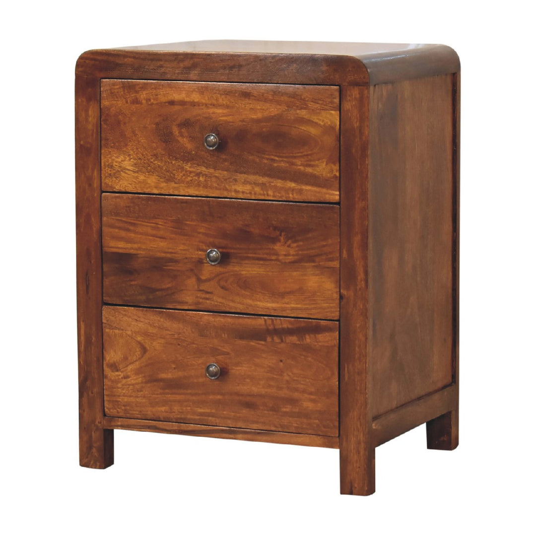 Naya Nightstand, 3-Drawers, Chestnut Brown