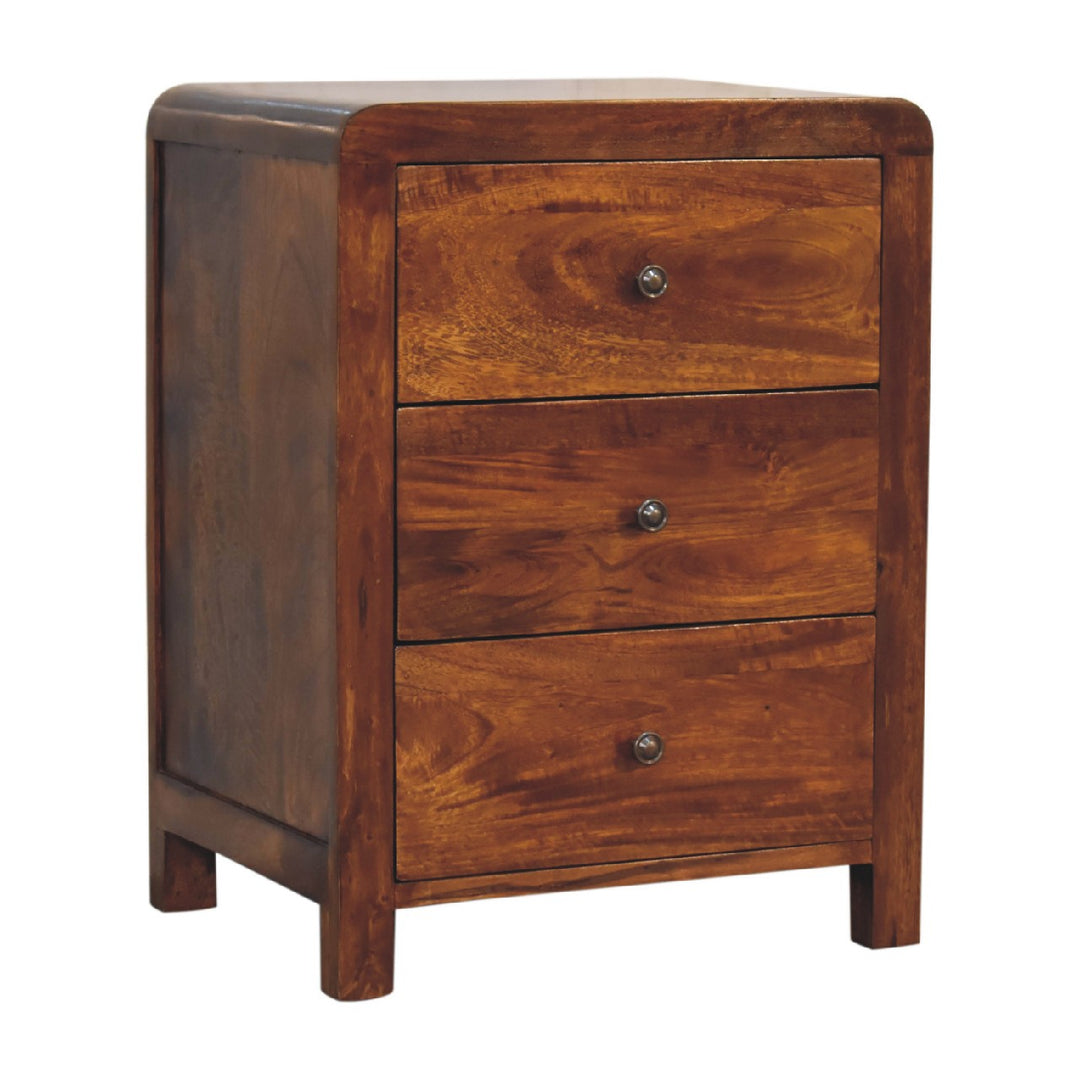 Naya Nightstand, 3-Drawers, Chestnut Brown