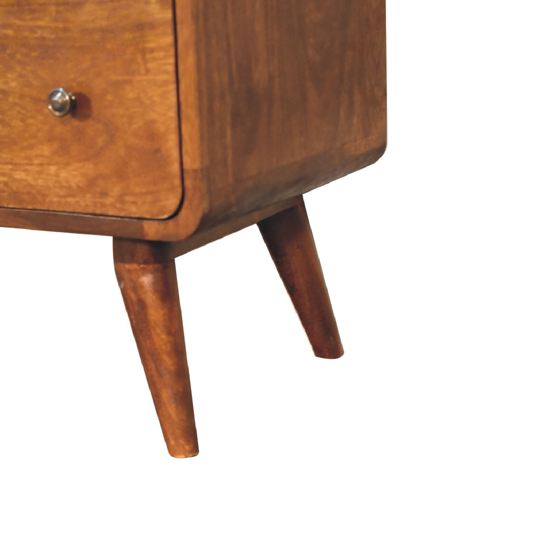 Solid Wood Large Curved Chest, 6-Drawers, Chestnut, Brown