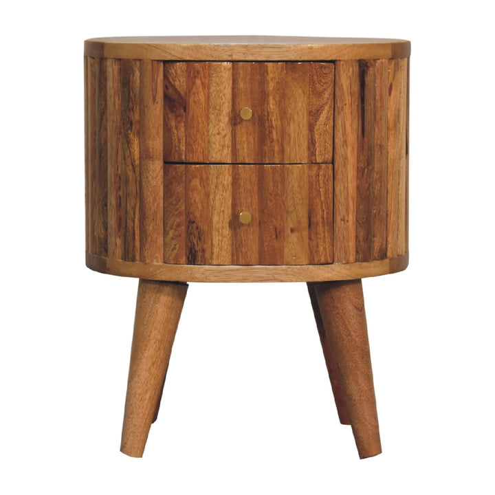 Stripe Nightstand, 2-Drawers, Nordic Legs, Light Brown