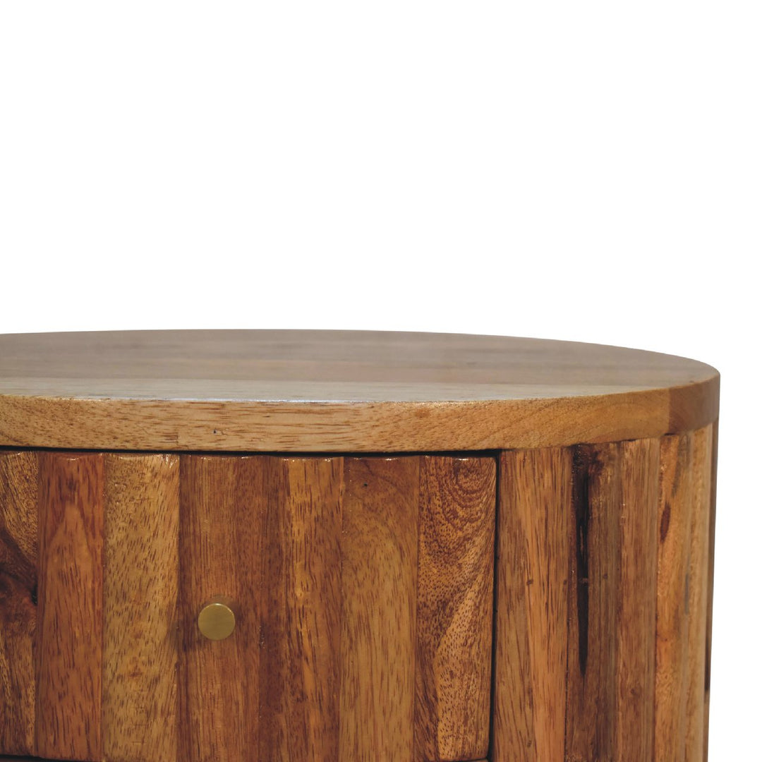 Stripe Nightstand, 2-Drawers, Nordic Legs, Light Brown