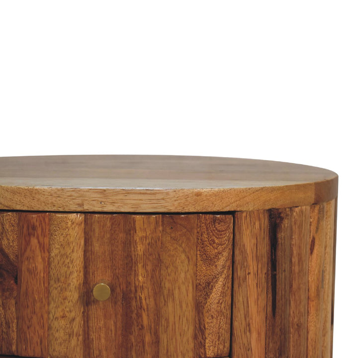 Stripe Nightstand, 2-Drawers, Nordic Legs, Light Brown
