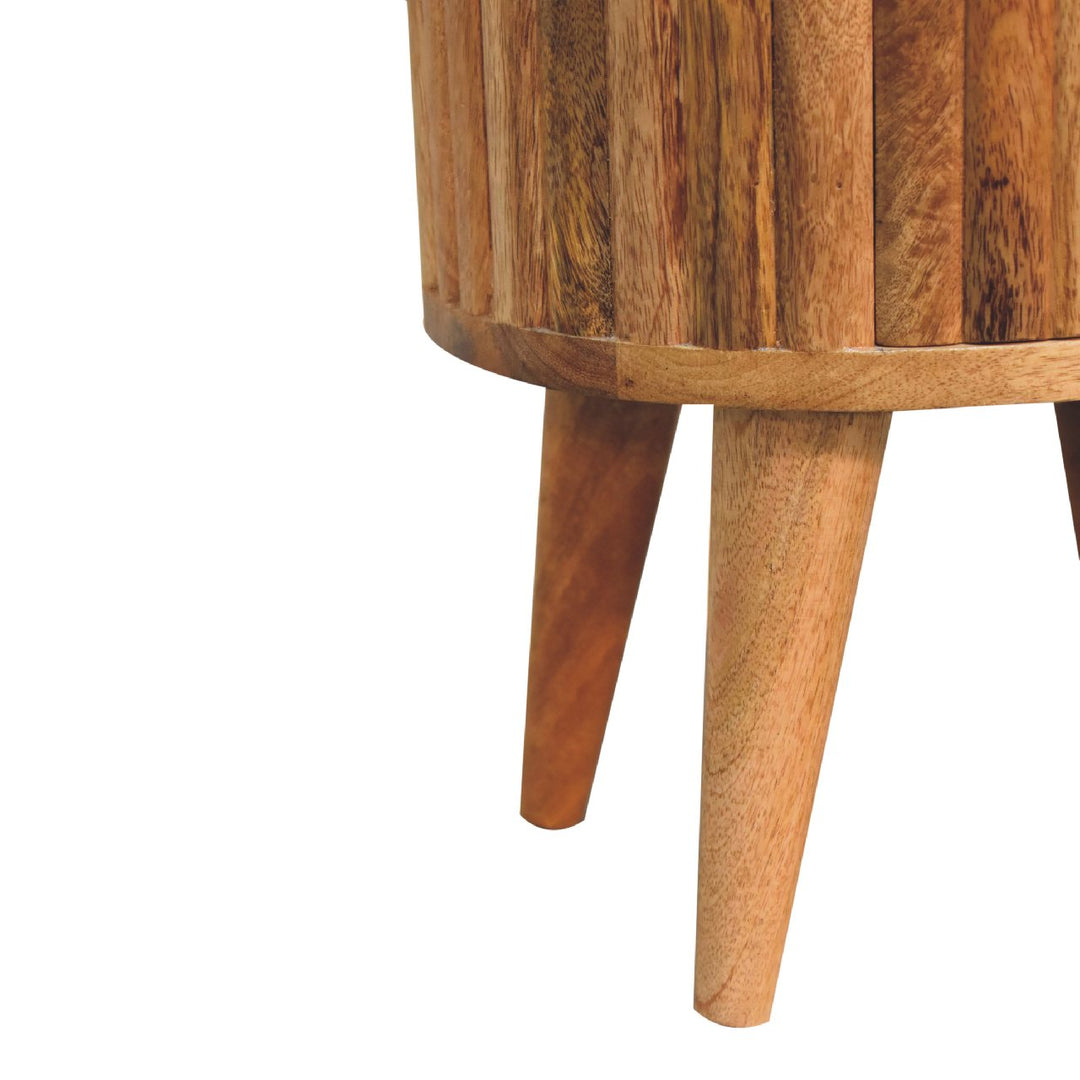 Stripe Nightstand, 2-Drawers, Nordic Legs, Light Brown