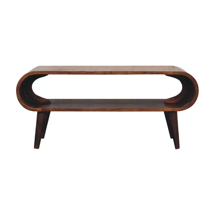Solid Wood Amaya Nordic Style Coffee Table, Open Storage, Brown
