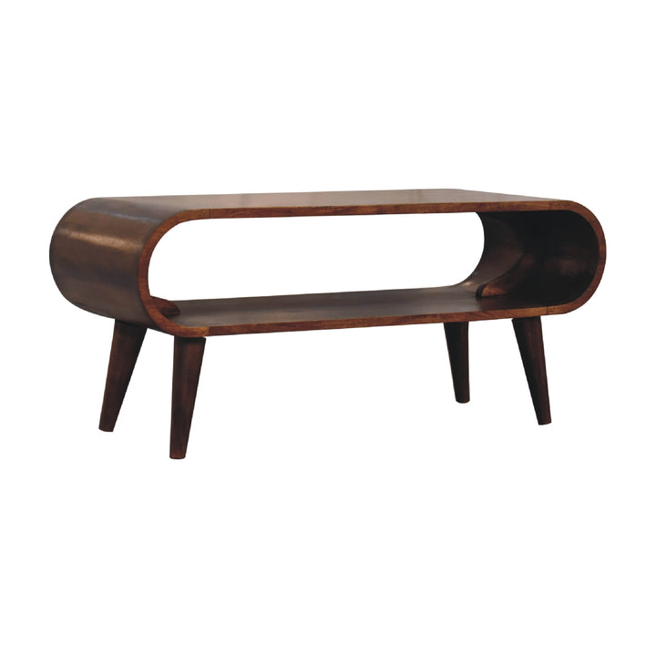 Solid Wood Amaya Nordic Style Coffee Table, Open Storage, Brown