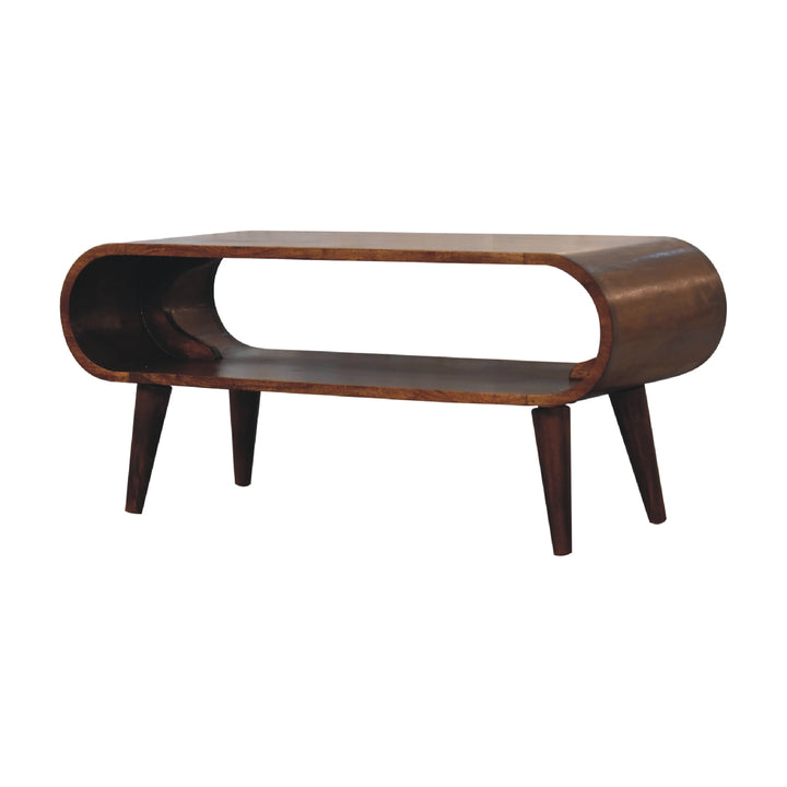Solid Wood Amaya Nordic Style Coffee Table, Open Storage, Brown