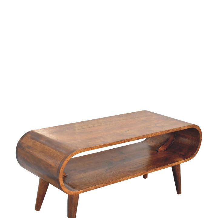Solid Wood Amaya Nordic Style Coffee Table, Open Storage, Brown