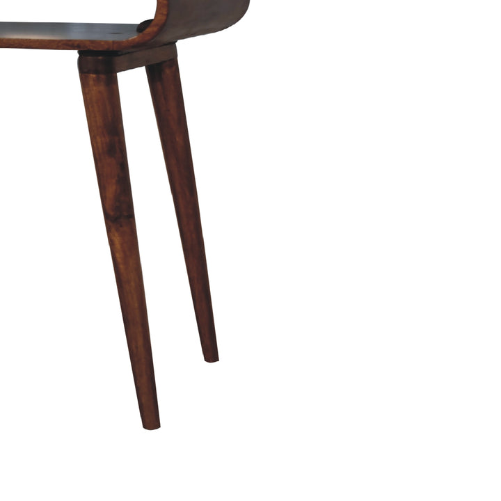 Solid Wood Amaya Nordic Style Console Table, Open Storage, Chestnut, Dark Brown