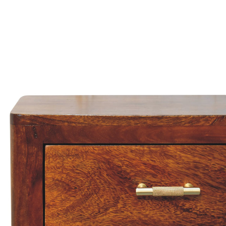 Luca Chestnut Nightstand, with 3-Drawers, Dark Brown