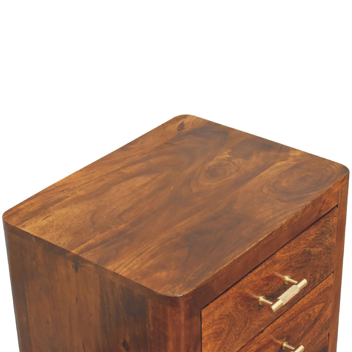 Luca Chestnut Nightstand, with 3-Drawers, Dark Brown