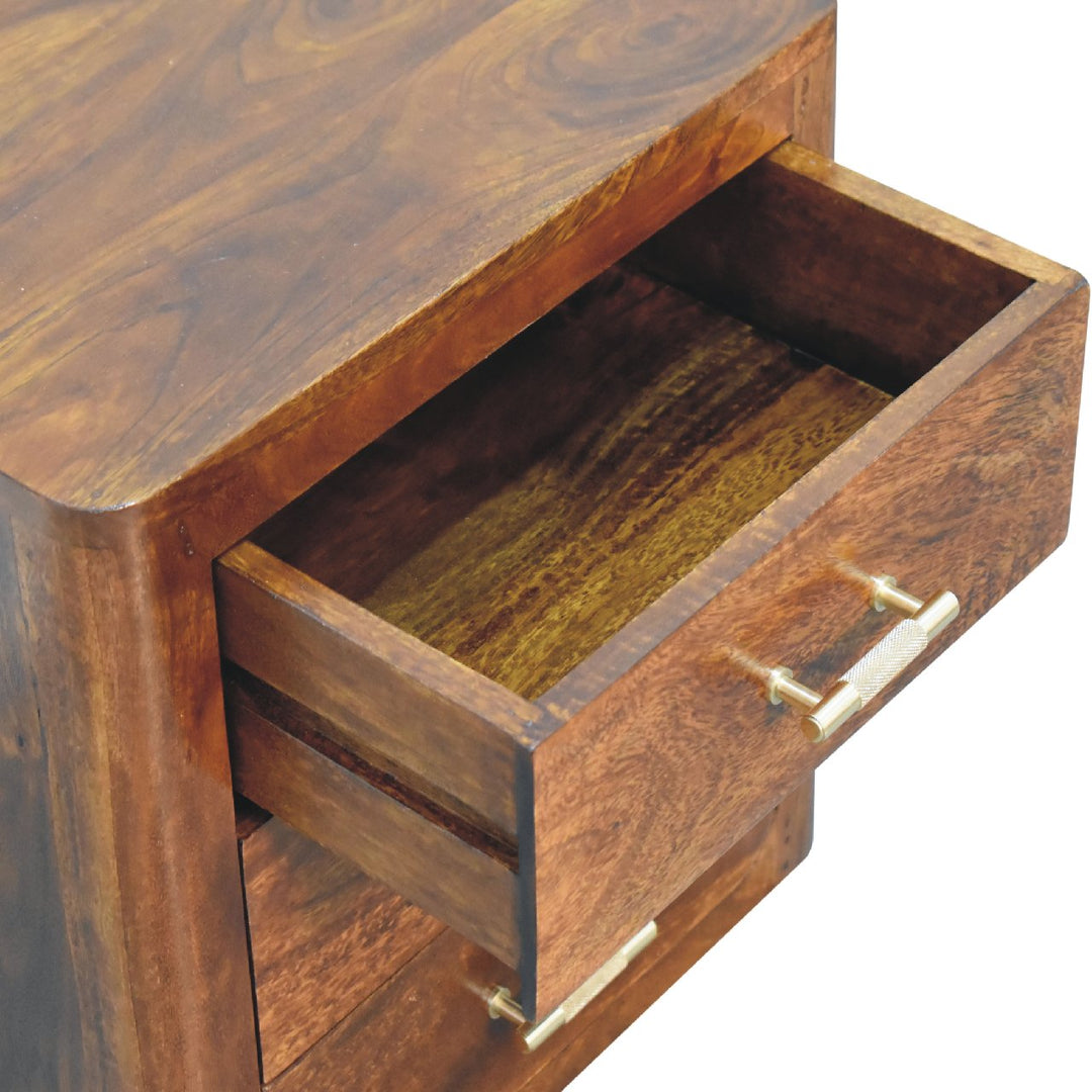 Luca Chestnut Nightstand, with 3-Drawers, Dark Brown
