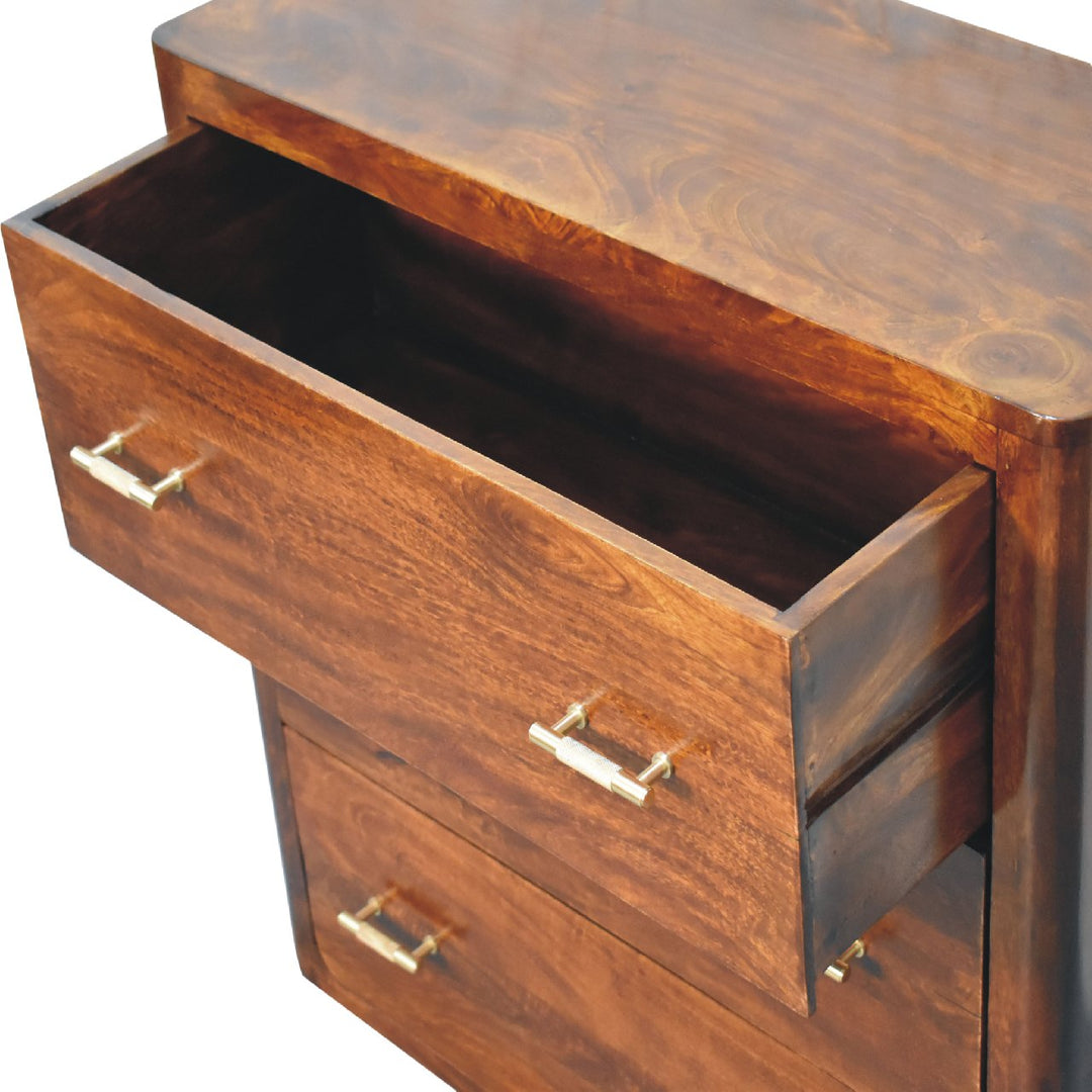 Solid Wood Luca Chest of Drawers, 3-Drawers, Brown