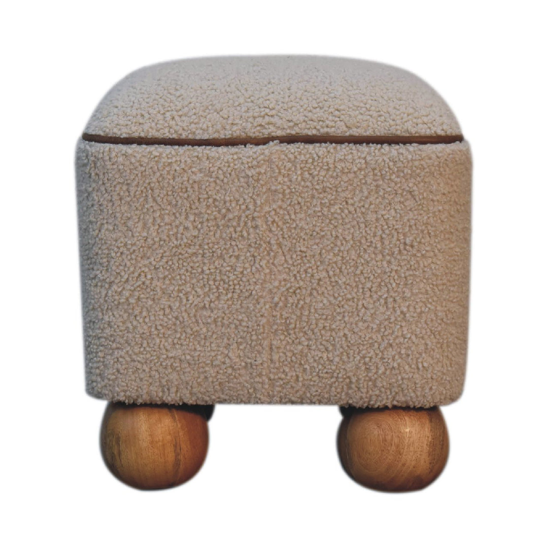 Serenity Footstool with Ball Feet, Beige and Brown