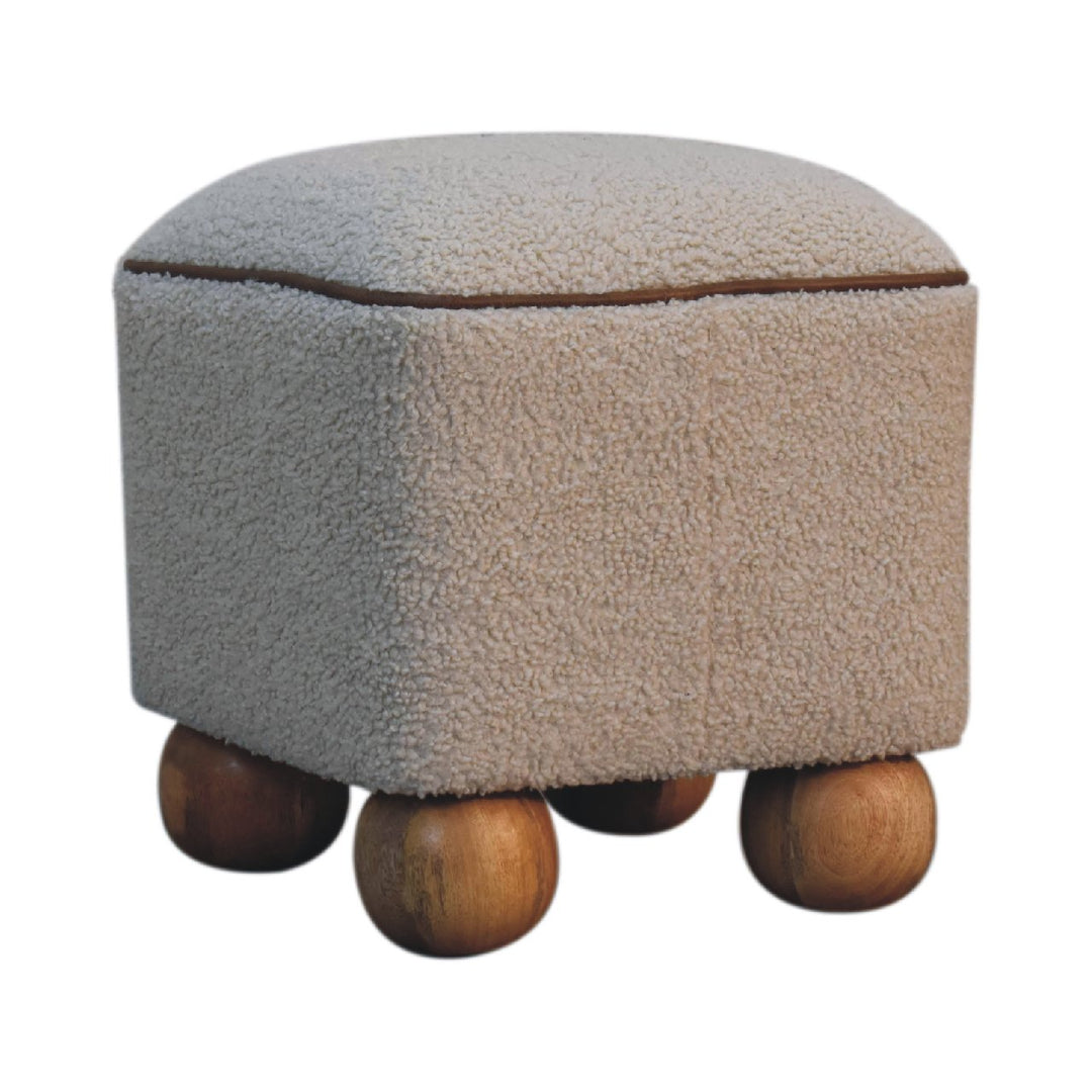 Serenity Footstool with Ball Feet, Beige and Brown