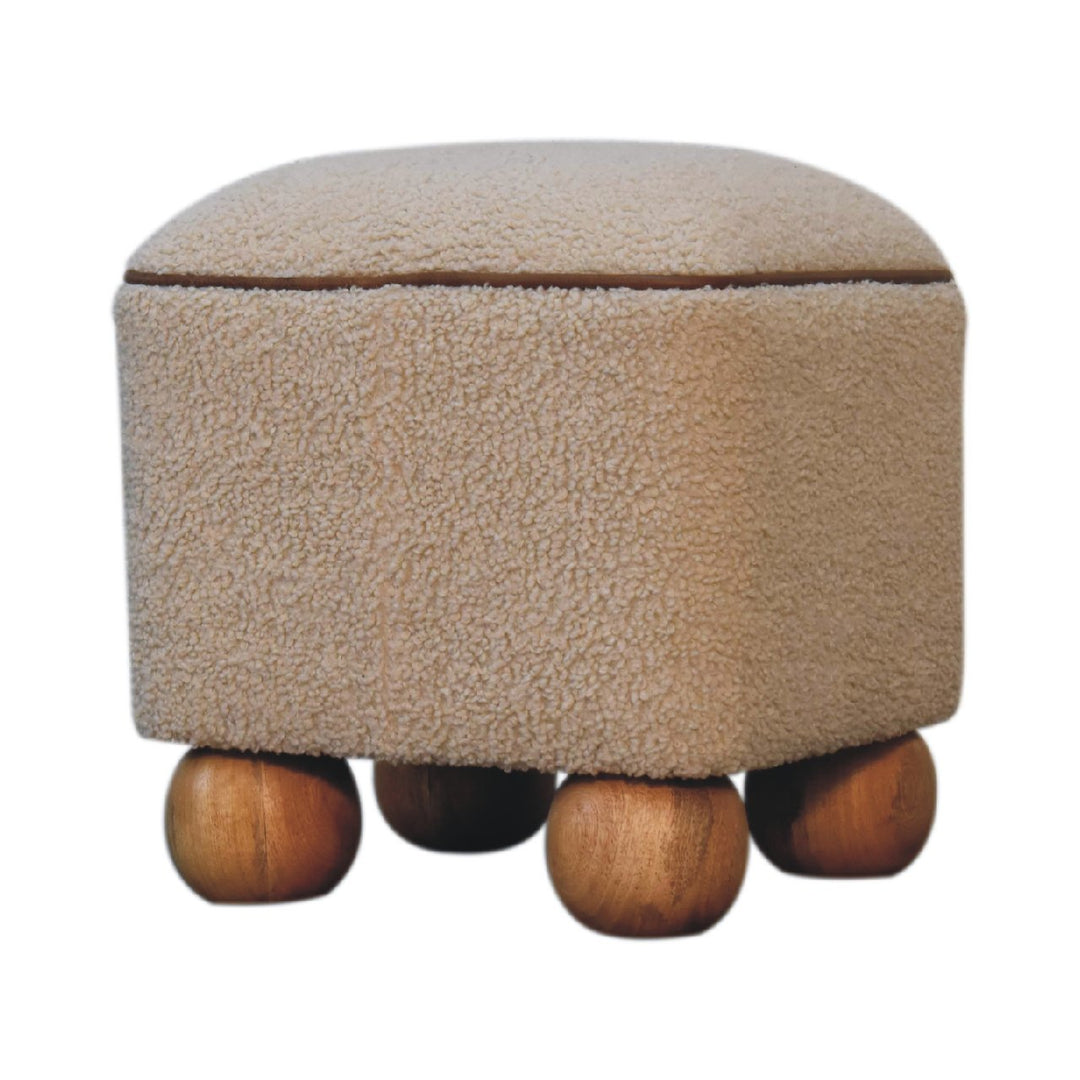 Serenity Footstool with Ball Feet, Beige and Brown