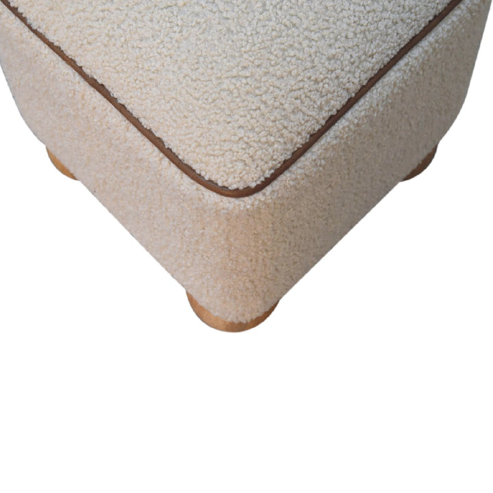 Serenity Footstool with Ball Feet, Beige and Brown