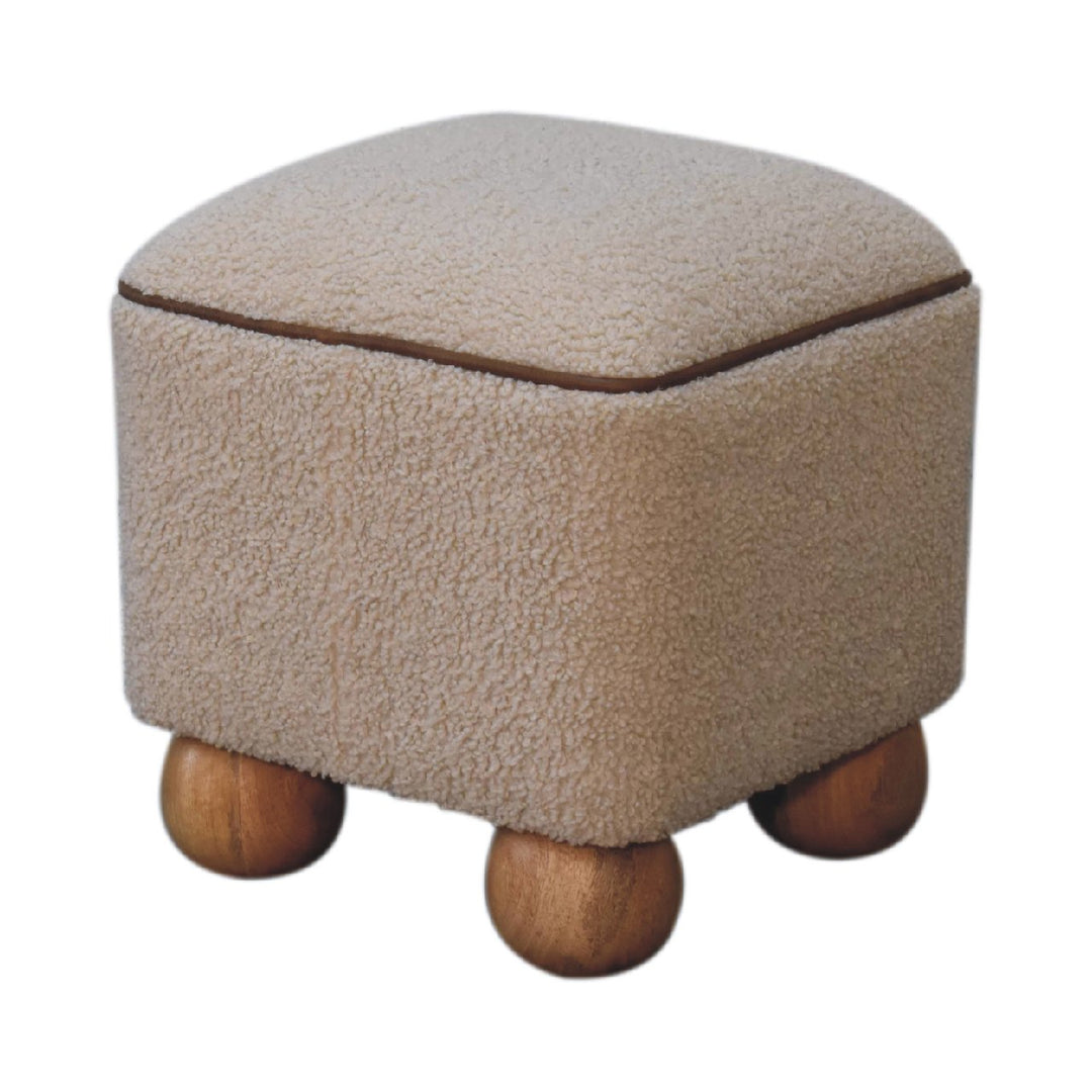 Serenity Footstool with Ball Feet, Beige and Brown