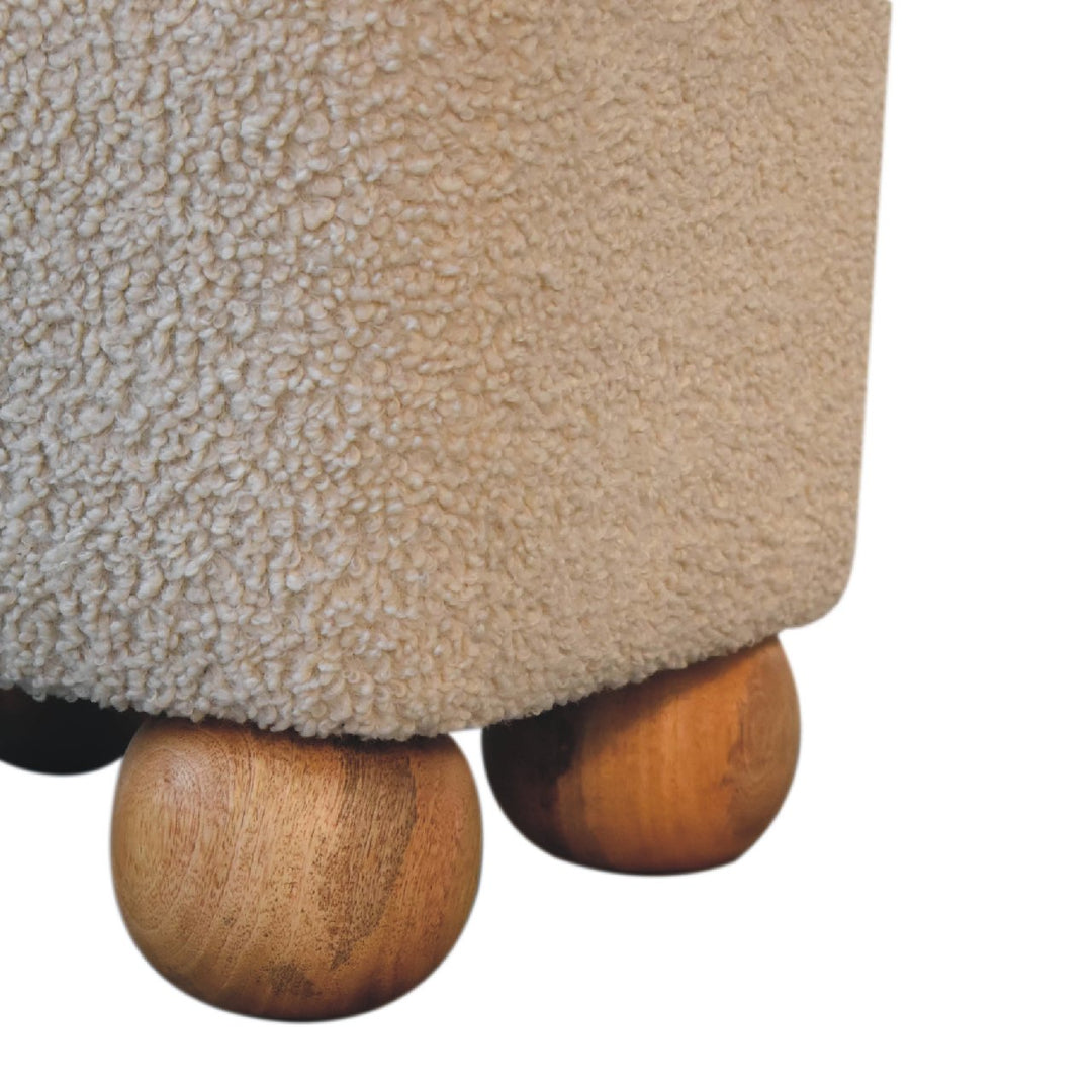 Serenity Footstool with Ball Feet, Beige and Brown