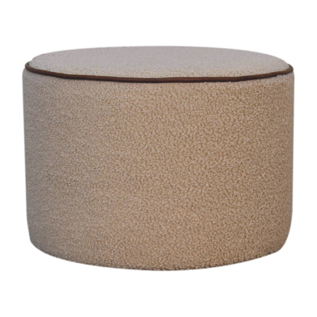 Serenity Large Round Footstool, Upholstered, Beige