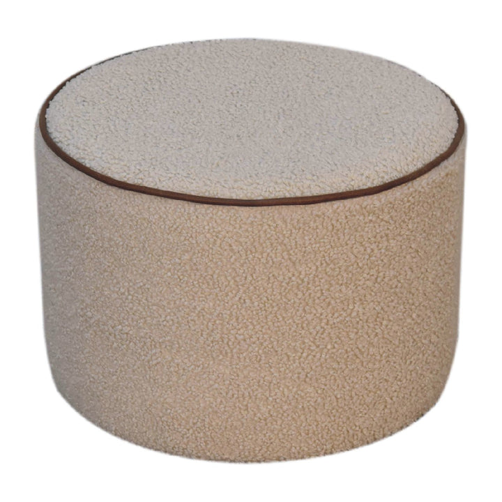 Serenity Large Round Footstool, Upholstered, Beige