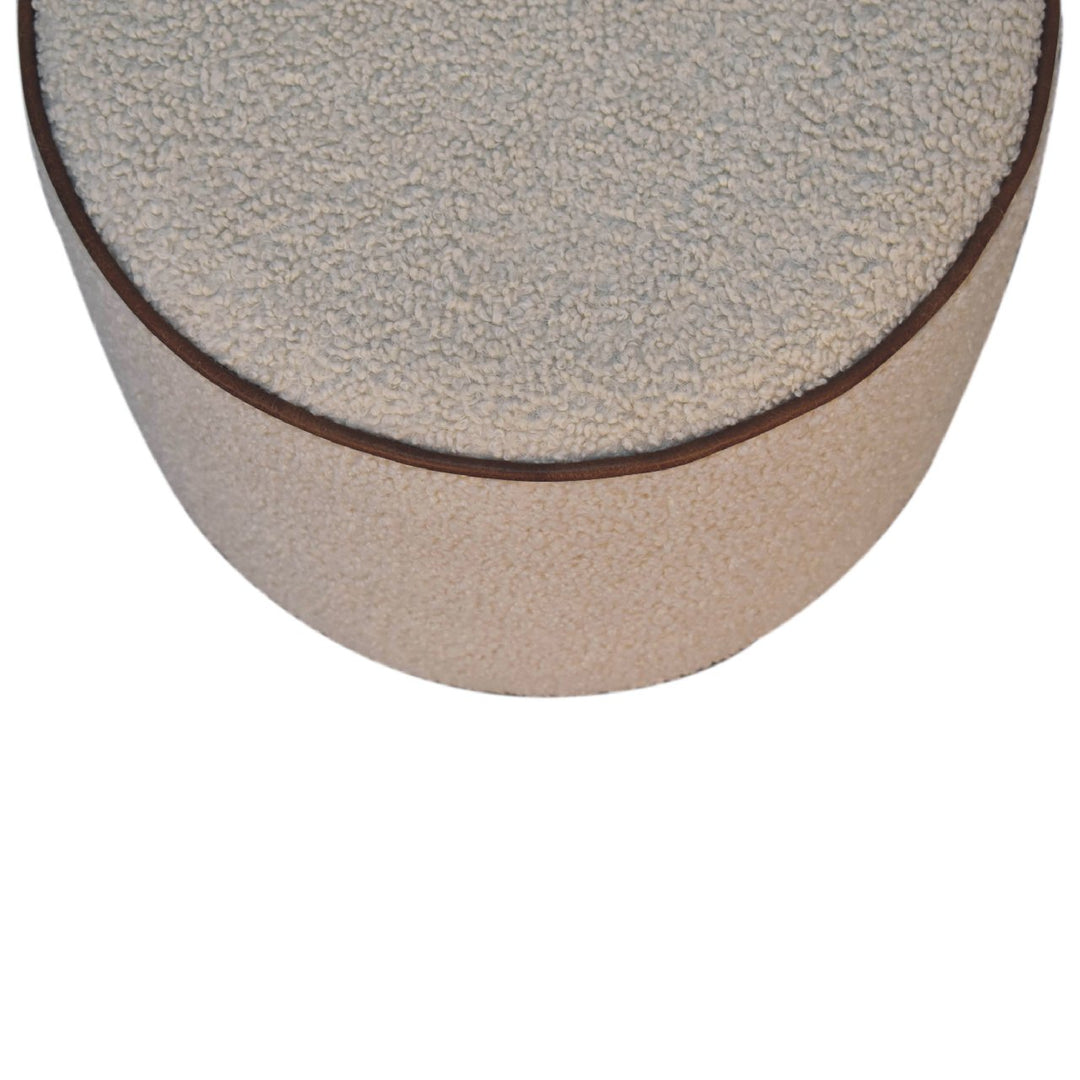 Serenity Large Round Footstool, Upholstered, Beige