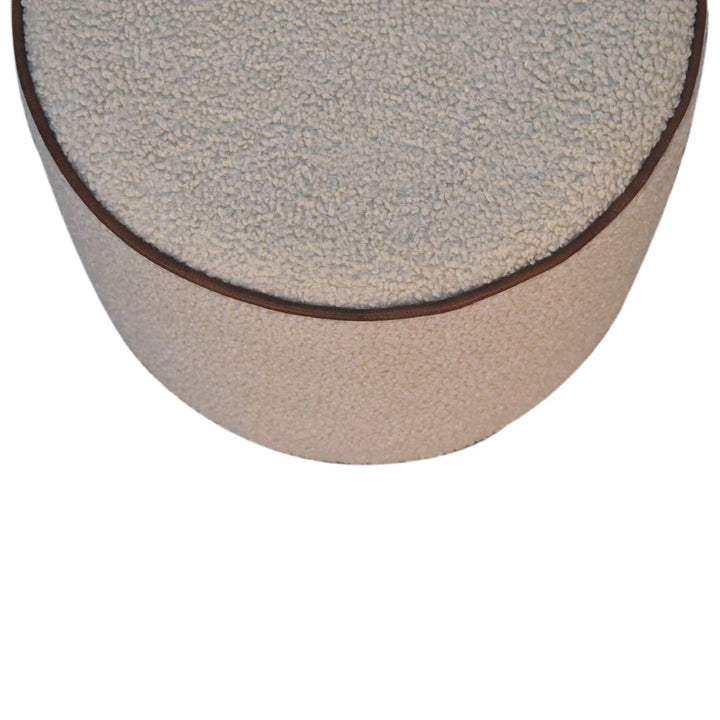 Serenity Large Round Footstool, Upholstered, Beige