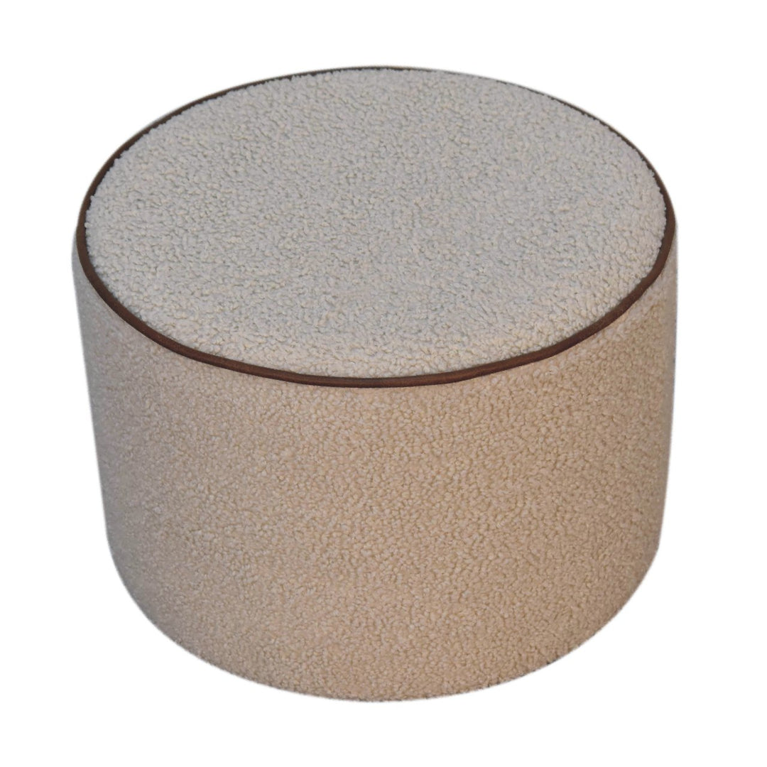 Serenity Large Round Footstool, Upholstered, Beige