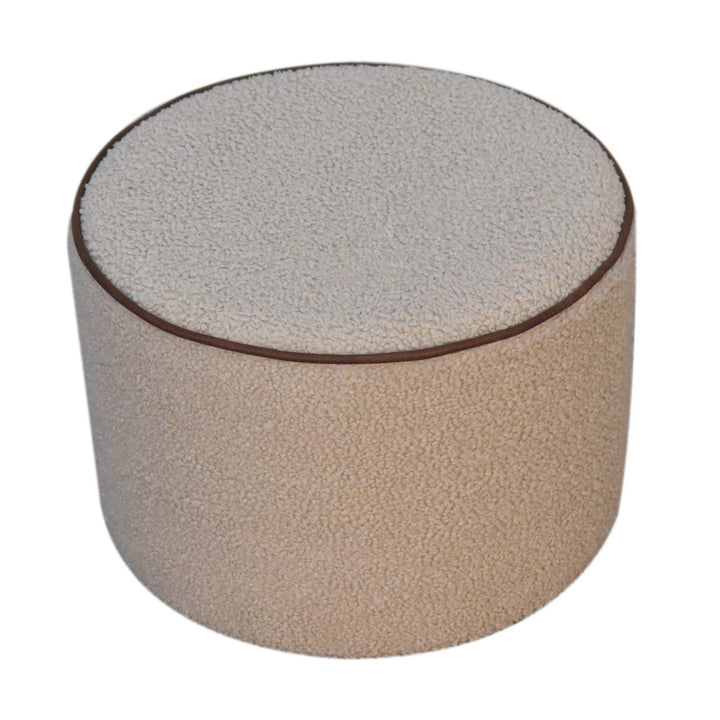 Serenity Large Round Footstool, Upholstered, Beige