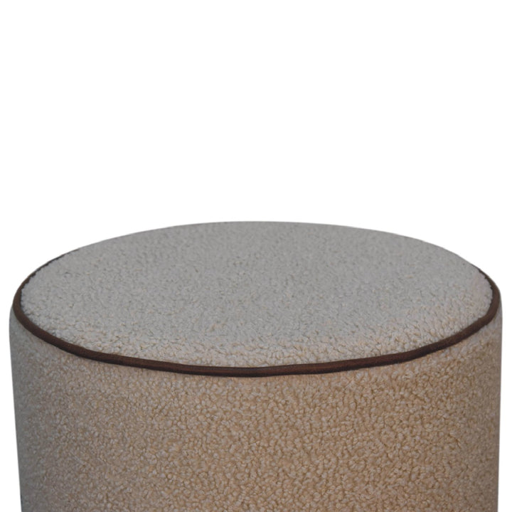 Serenity Large Round Footstool, Upholstered, Beige