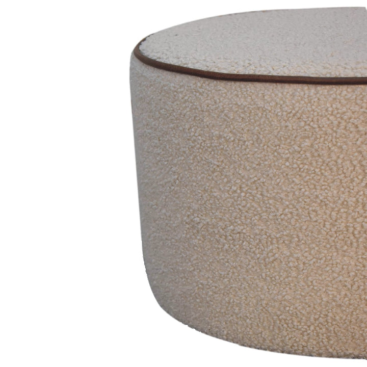 Serenity Large Round Footstool, Upholstered, Beige