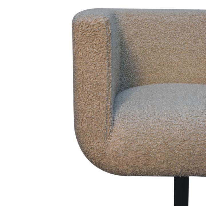 Cream Boucle Upholstered Swivel Chair, Beige and Black