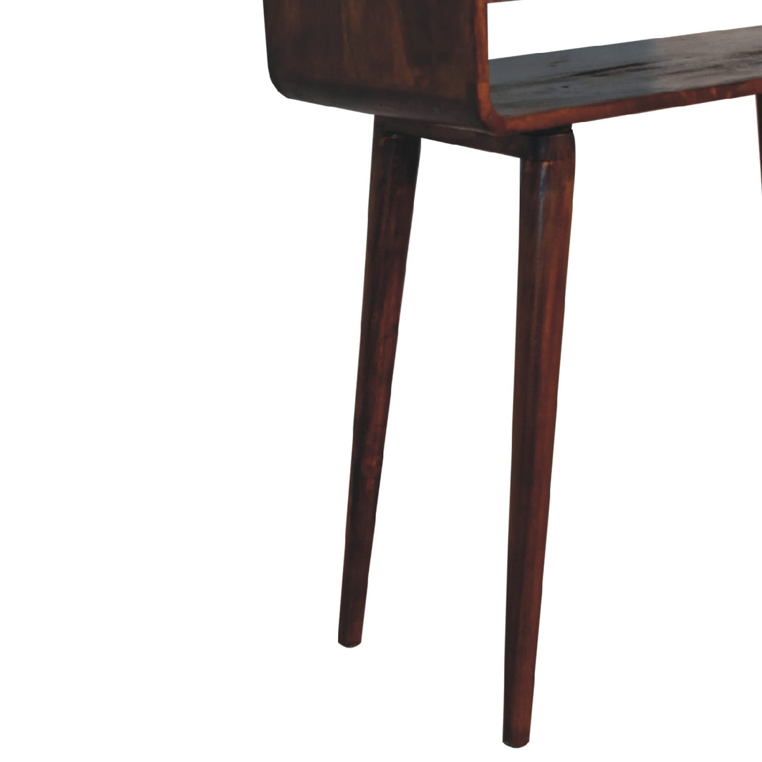 Sonata Chestnut Console Table, Nordic Legs, 2-Drawers, Open Slot, Brown