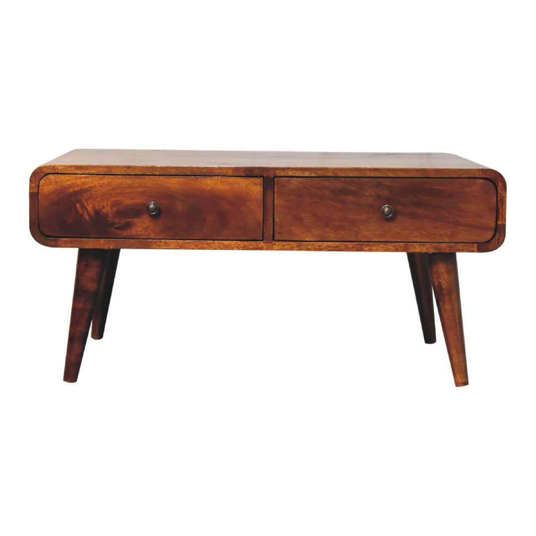 Sonata Coffee Table, 4-Drawers, Nordic Legs, Chestnut Brown