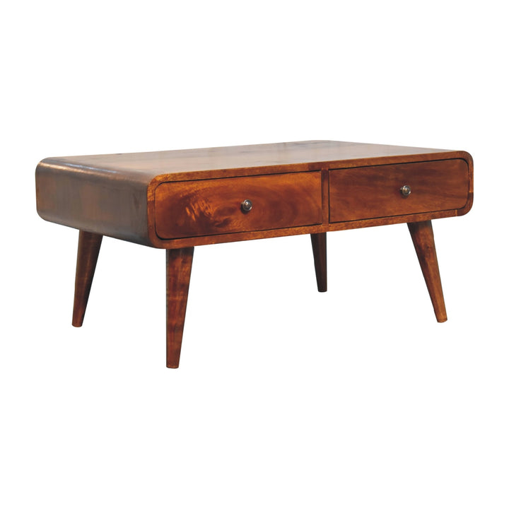 Sonata Coffee Table, 4-Drawers, Nordic Legs, Chestnut Brown
