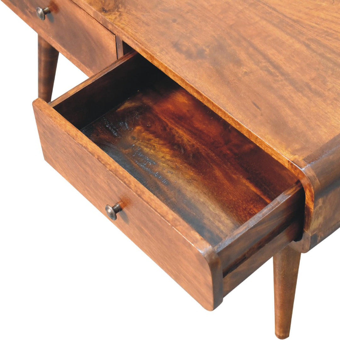 Sonata Coffee Table, 4-Drawers, Nordic Legs, Chestnut Brown