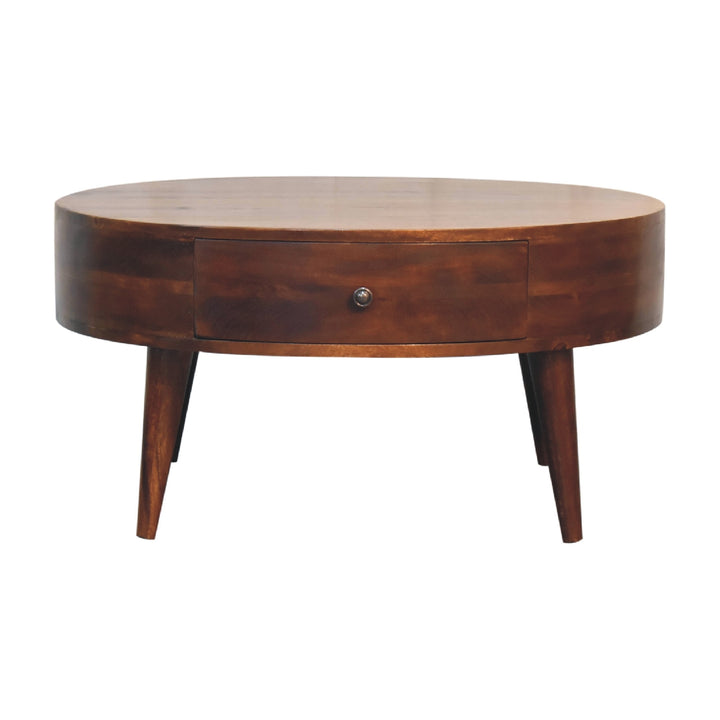 Solid Wood Odyssey Coffee Table, 2-Drawer, Nordic Legs, Brown