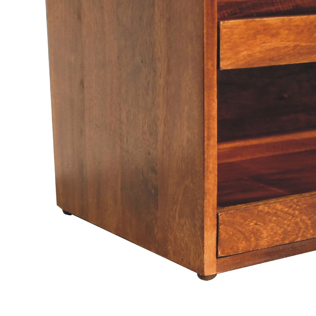 Solid Wood Buffalo Hide Pull-Out Chestnut Shoe Storage Bench, Brown