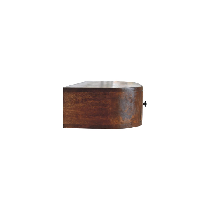 Solid Wood Lunar 2-Drawer Floating Console, 1 Open-slot, Dark Brown