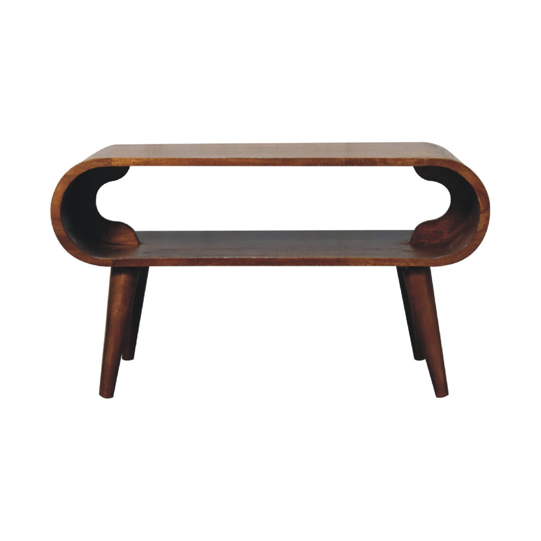Open Chestnut Coffee Table, Nordic Legs, Dark Brown
