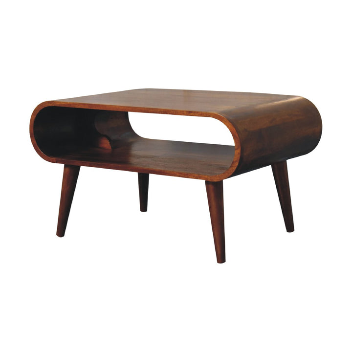 Open Chestnut Coffee Table, Nordic Legs, Dark Brown