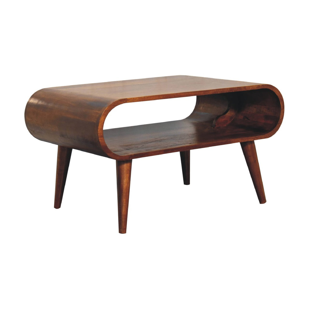 Open Chestnut Coffee Table, Nordic Legs, Dark Brown