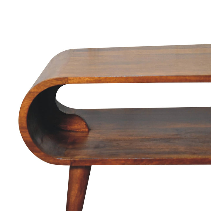 Open Chestnut Coffee Table, Nordic Legs, Dark Brown